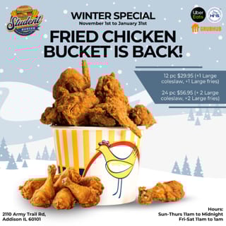 Fried Chicken Bucket 24 Pc + 2 Large Fries & 2 Large Coleslaw