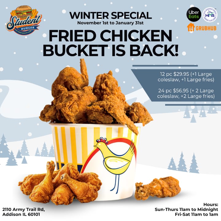 Fried Chicken Bucket 6 Pc + Medium Fries.