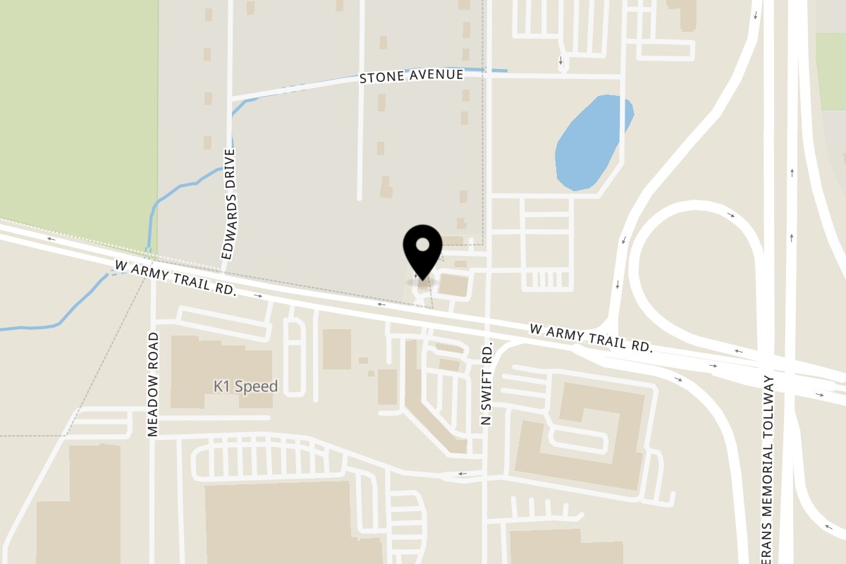 Map showing the location of STUDENT BURGER on 2110 Army Trail Rd in Addison